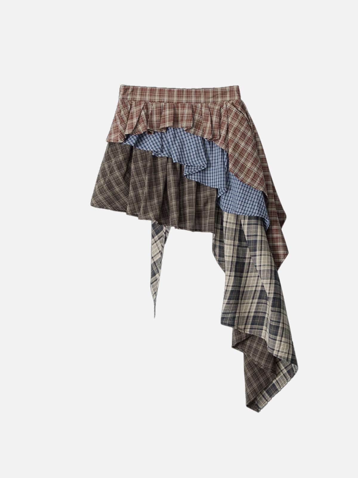 Alternative view of Aelfric Eden Patchwork Plaid Asymmetrical Skirt
