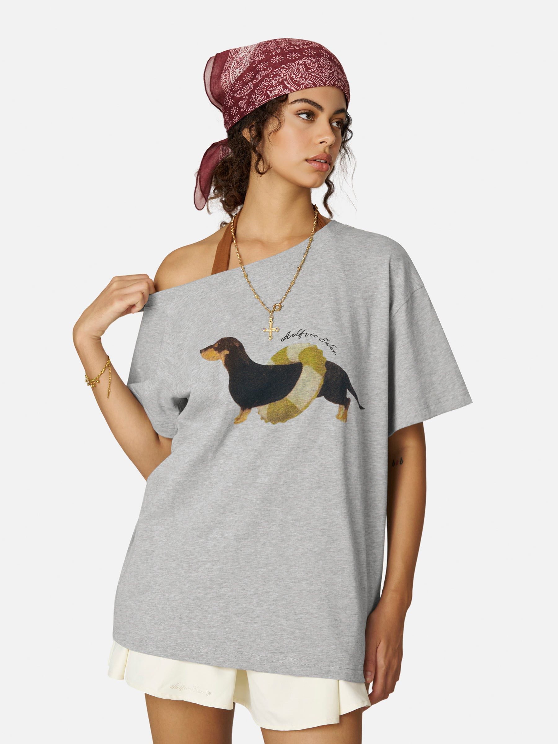 Alternative view of Aelfric Eden Dachshund Off-The-Shoulder Tee