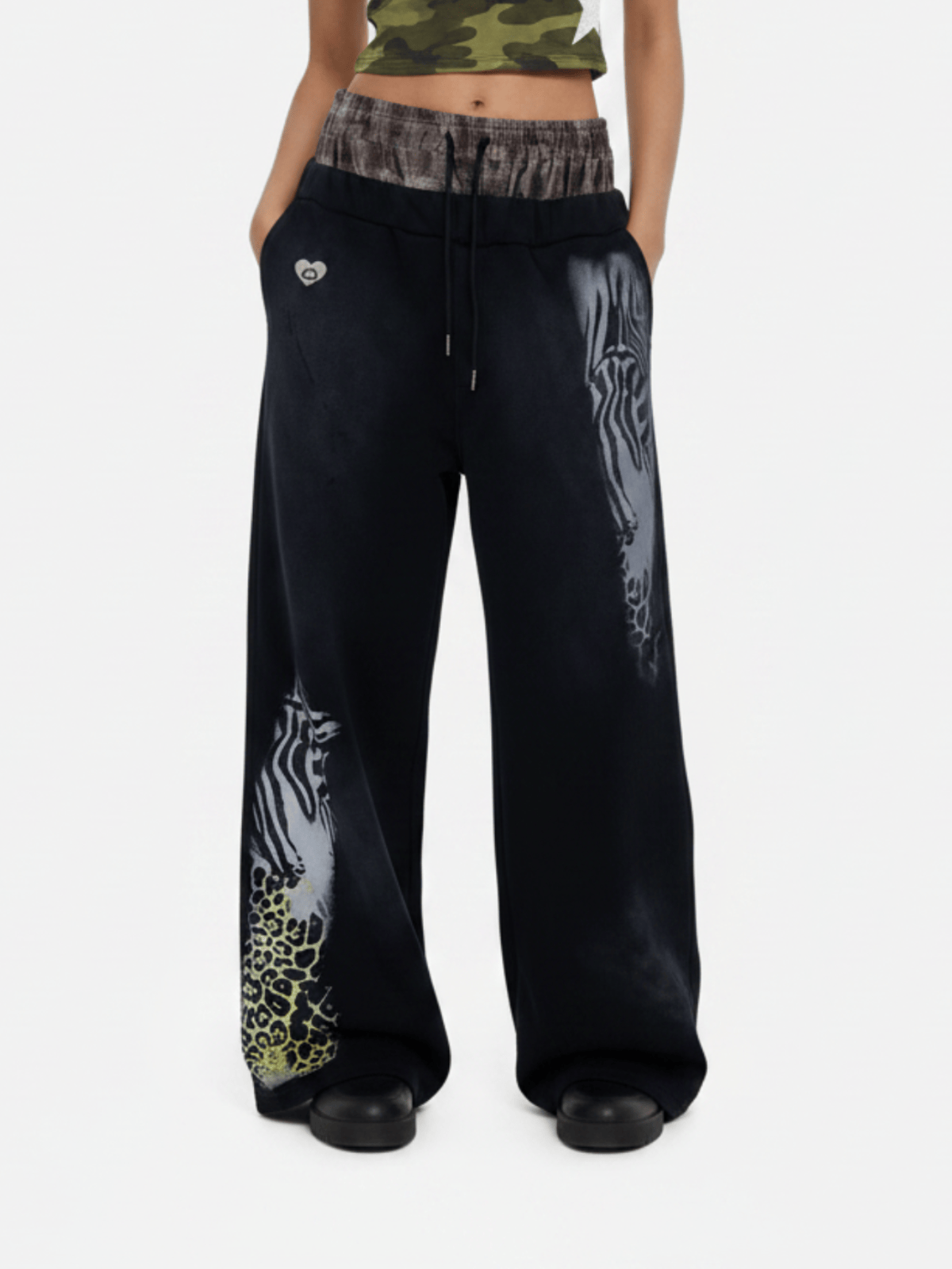 Aelfric Eden Zebra Print Double Waist Baggy Sweatpants
