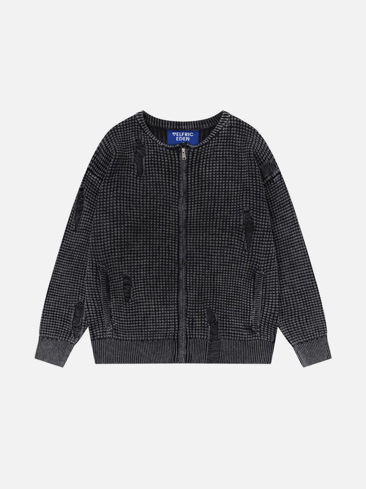 Alternative view of Aelfric Eden Distressed Waffle Zip Up Cardigan